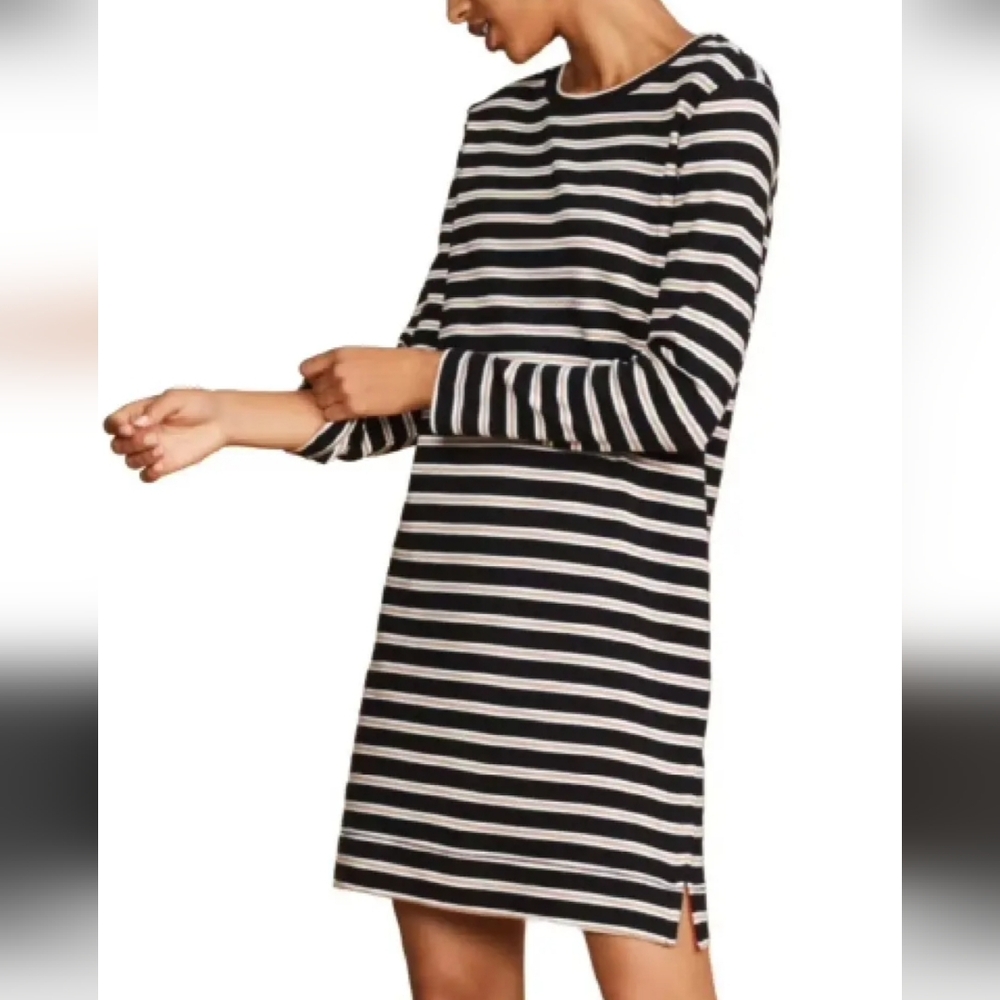 Lou & Grey Long Sleeve Cotton Dress Striped Lounge Dress 100% Cotton